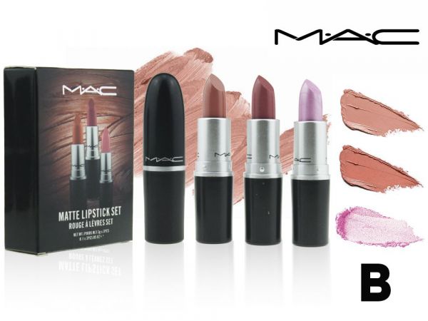 Set of MAC cream lipsticks (moisturizing), 3 pcs., TONE B (LUX quality) wholesale